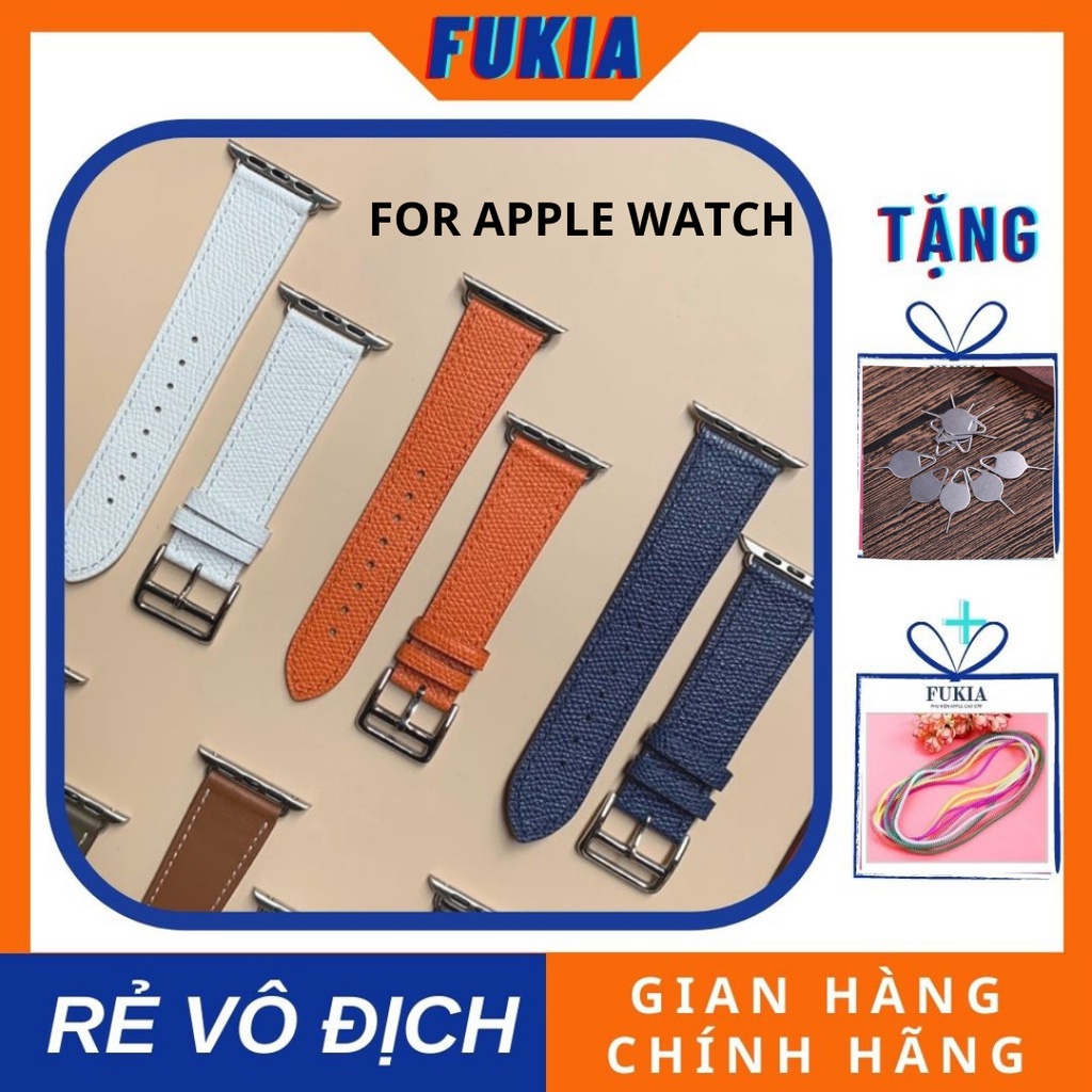 Dây da HMes espom dành cho Apple Watch đồng hồ thông minh iWatch Series 1/2/3/4/5/6/7/SE size 38/40/41/42/44/45mm Fukia