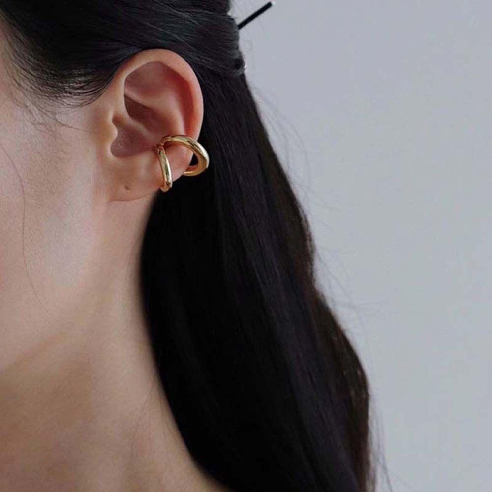 LILYES Khuyên Tai Tròn Nhiều Lớp Màu Bạc Thời Trang Thanh Lịch
