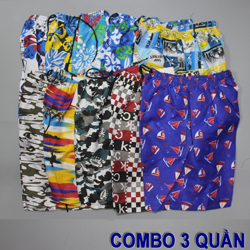 COMBO 3 Quần đùi nam Họa Tiết Biển vải Đù - Có túi