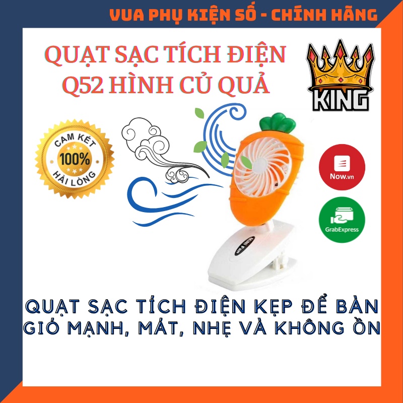 Quạt Sạc Tích điện Q52 Mô hình Củ quả Cực mát