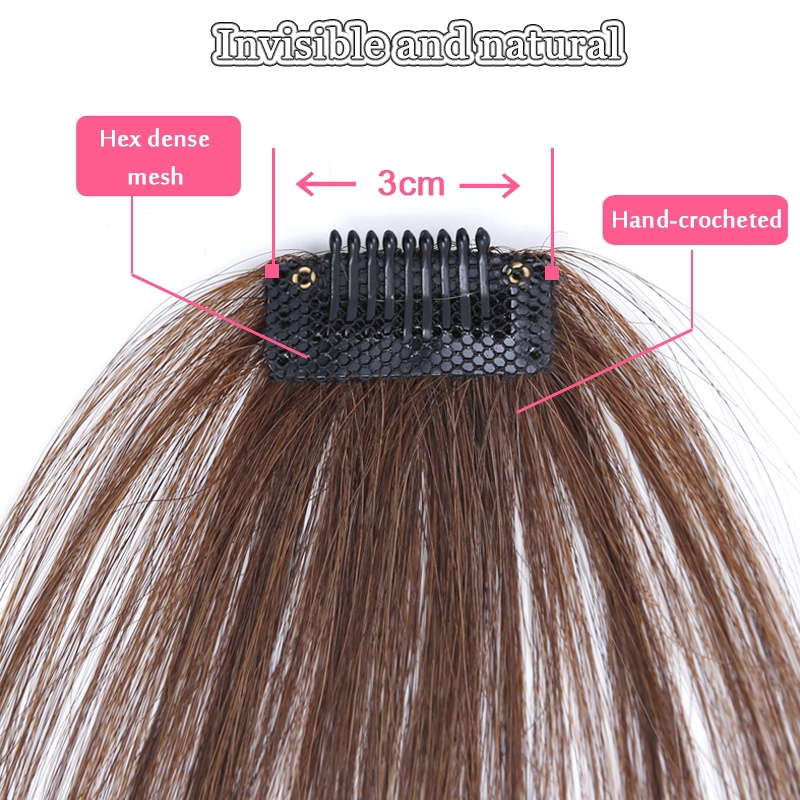 Papaya Tóc Mái Giả Kẹp Nối Dài Bằng Sợi Tổng Hợp Phía Trước Màu Nâu Blonde Phong Cách Hàn Quốc Cho Nữ