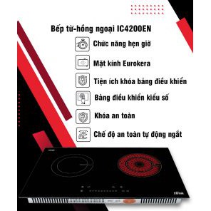 Bếp từ-hồng ngoại cảm ứng IC4200EN mặt kính siêu bền