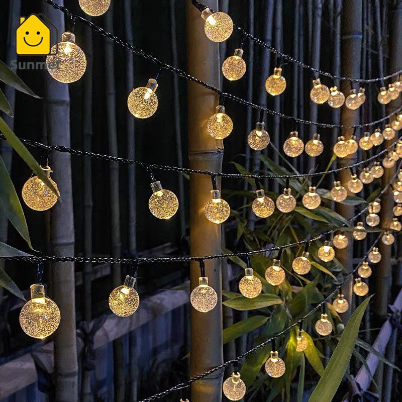Dây đèn LED năng lượng mặt trời các loại không thấm nước bóng tròn dùng decor ngoài trời ,trang trí ban công .