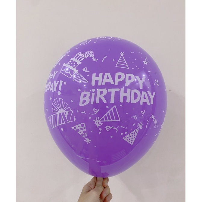 Bóng in chữ Happy Birthday và hoạ tiết - đủ màu - trang trí sinh nhật