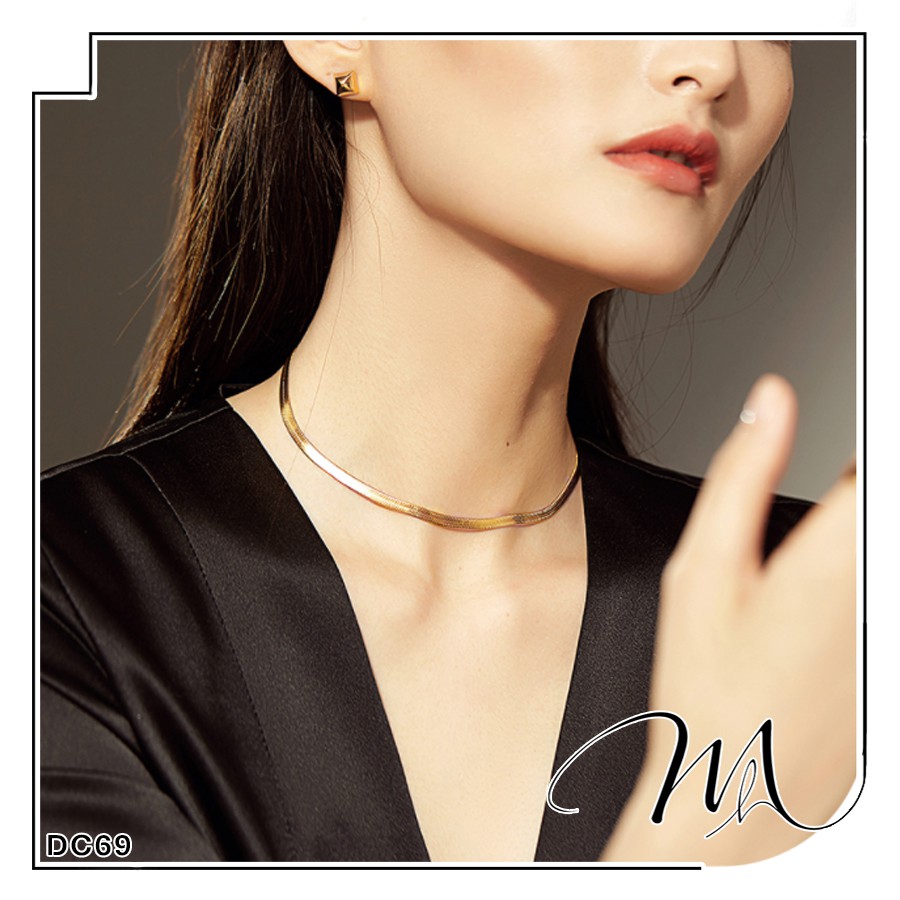 Vòng cổ dây mì dẹp trơn Titan không gỉ dây chuyền choker trơn - Măng's House DC69