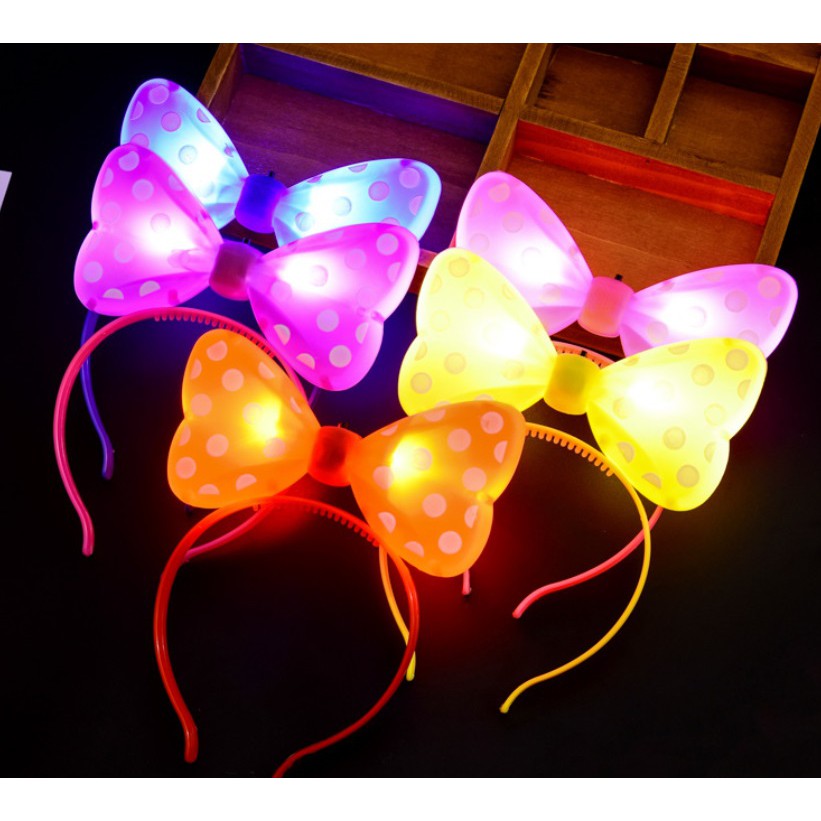 Băng đô cài tóc bờm có đèn phát sáng nhấp nháy hình chiếc nơ dành cho halloween tiệc tối liên hoan giáng sinh năm mới