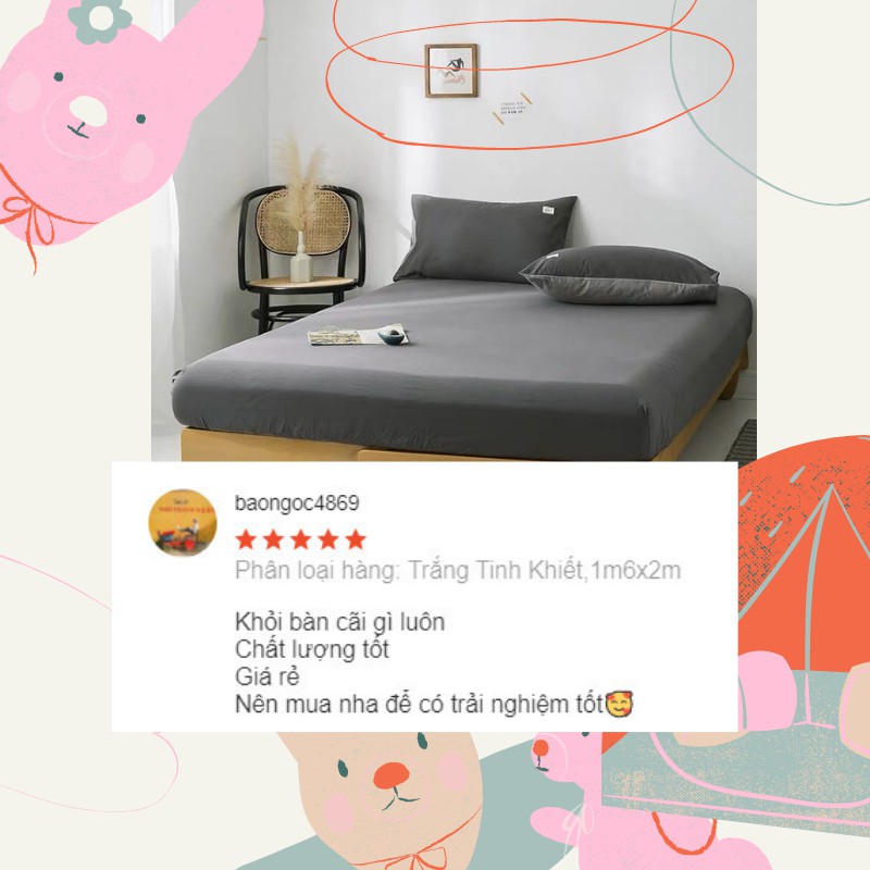 Ga giường May Bedding chất liệu cotton tici gồm ra giường và 2 vỏ gối nằm kích thước 1m2 1m6 1m8 2m2