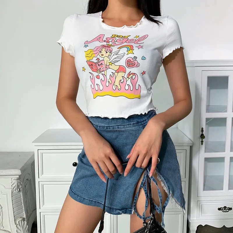 Áo Thun Crop Top Tay Ngắn Phong Cách Hàn Quốc Dành Cho Nữ