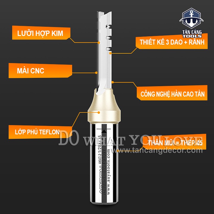 Mũi Router CNC AK47-2 Arden 6 x 30 mm Cốt 12.7 mm