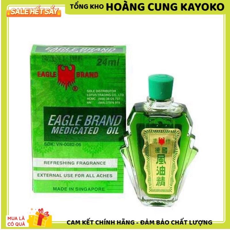 Chai Dầu Gió Xanh 2 Nắp Con Ó Singapore Nhập Mỹ 24ml - Dầu Xanh Eagle (Giá sỉ)