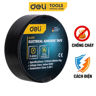 Băng Dính Cách Điện DELI - Chất Liệu Chống Cháy Hiệu Quả, Sử Dụng An Toàn Độ Kết Dính Tốt