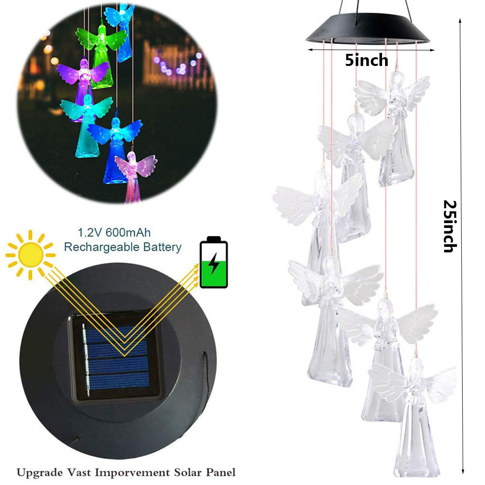 Đèn Led Treo Trang Trí Sân Vườn Hình Thiên Thần Nhiều Màu Sắc Sử Dụng Năng Lượng Mặt Trời