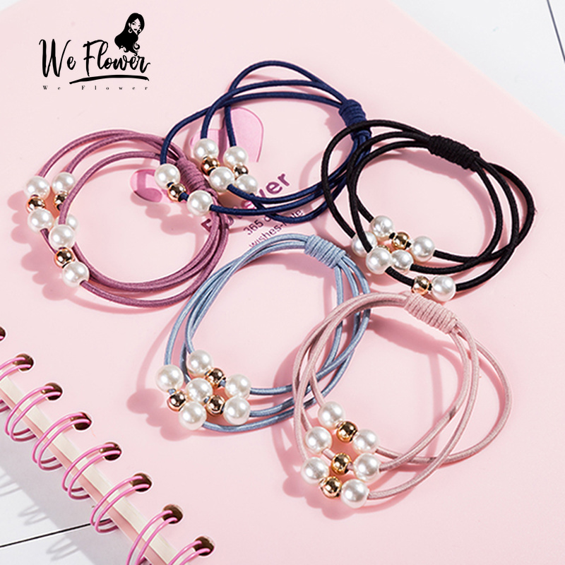 We Flower Dây Cột Tóc Xỏ Hạt Ngọc Trai Nhân Tạo Đơn Giản Thời Trang Cho Nữ