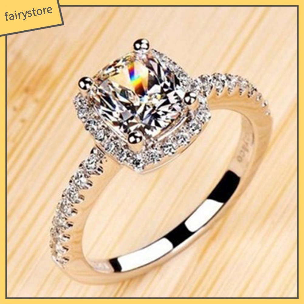 Nhẫn Đính Hôn Đính Đá Nhân Tạo Thời Trang Dành Cho Nữ