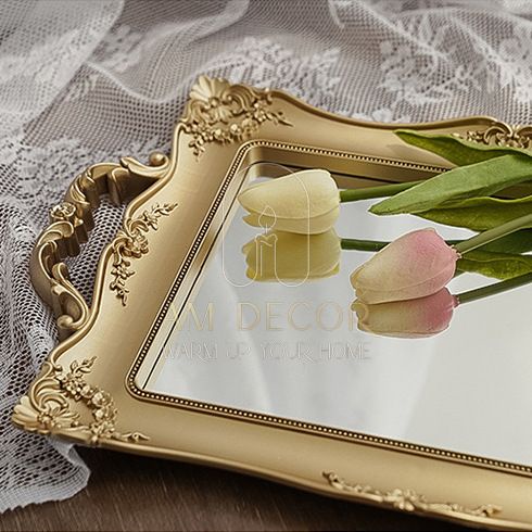 Khay gương phong cách Retro đạo cụ chụp hình trang sức, mỹ phẩm decor trang trí phòng ngủ sang trọng - AM Decor