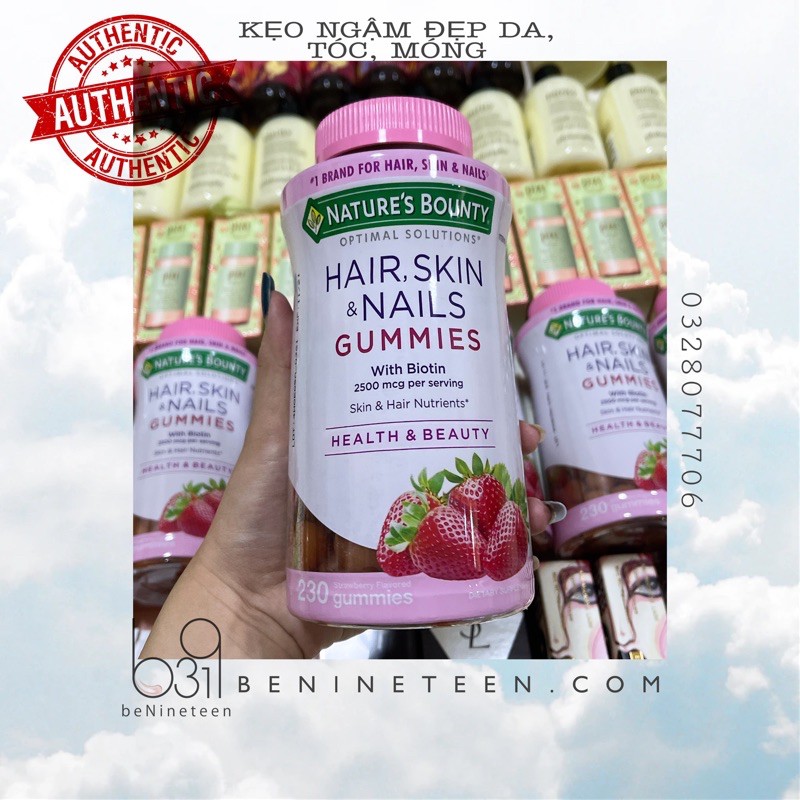 Kẹo Dẻo Nature's Bounty Hair, Skin & Nails Gummies Làm Đẹp Da, Tóc [BeNineteen Cosmetics] | BigBuy360 - bigbuy360.vn