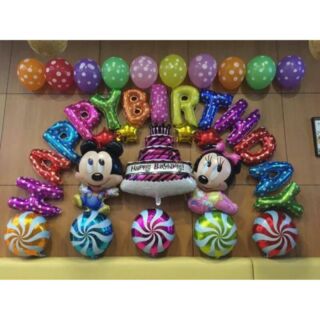 Set bóng sinh nhật Mickey Minie sn04 - Bóng tráng nhôm trang trí background sinh nhật thôi nôi cho bé