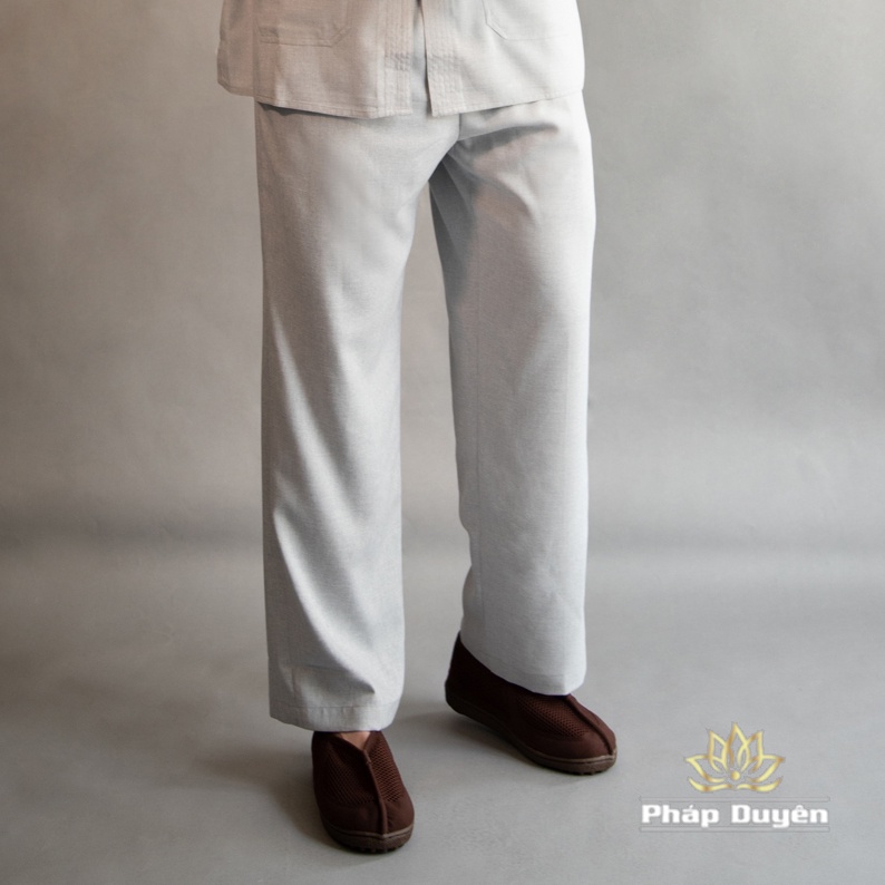 Bộ Đồ Thiền Nam Dài Tay Nút Nhựa, Vải Lanh Linen Hàn Quốc, Màu Nâu, Lam  & Nâu Đen - Quần Áo Phật Tử Cư Sĩ