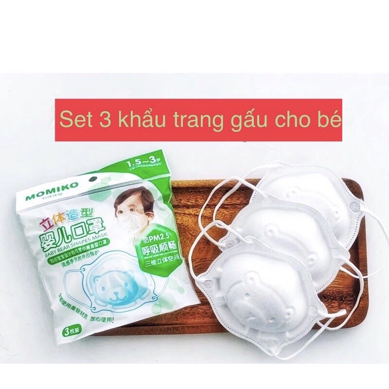 Khẩu trang cho bé sơ sinh hình gấu 3D