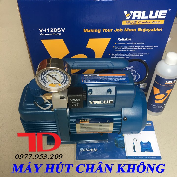 MÁY HÚT CHÂN KHÔNG VALUE 2.0 CFM V I120SV MẪU MỚI KÈM ĐỒNG HỒ HIỂN THỊ BÁO ÁP