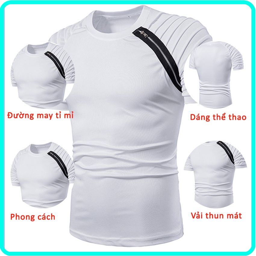 Áo phông, Áo phông nam có khóa tạo kiểu nam tính trẻ trung, ôm body nam tính, chắc chăn thu hút các nàng, h44