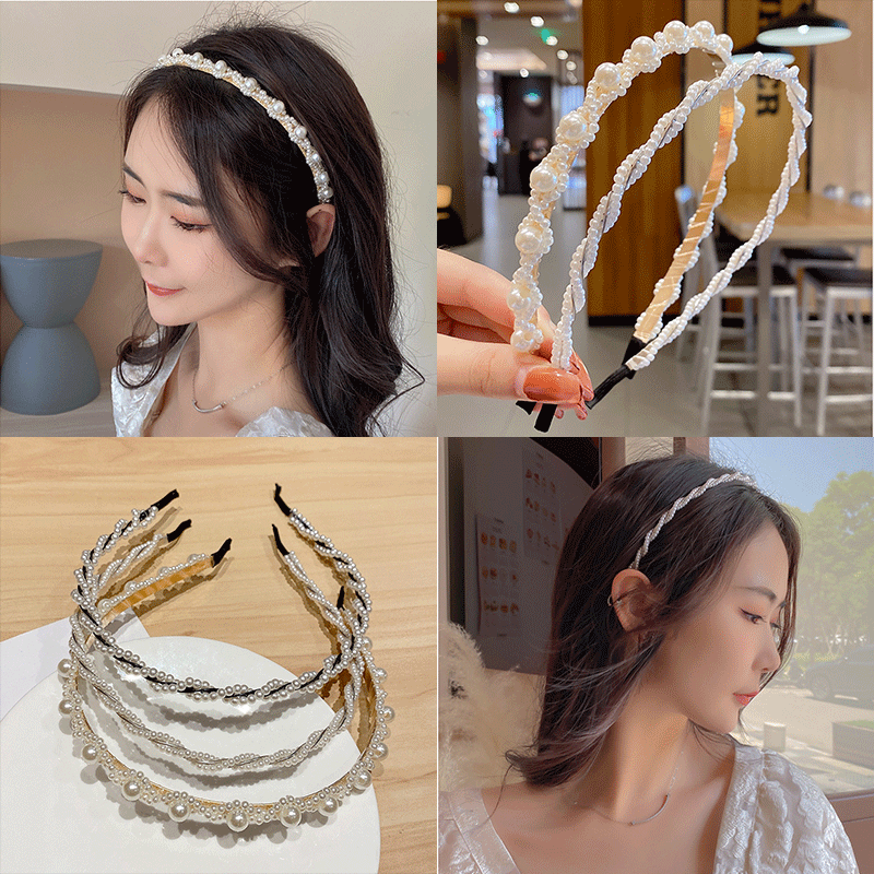 Băng Đô Thời Trang Đính Ngọc Trai Xinh Xắn Cho Nữ Kiểu Hàn Quốc