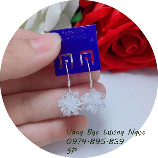 Khuyên tai bạc nữ hoa tuyết pha lê