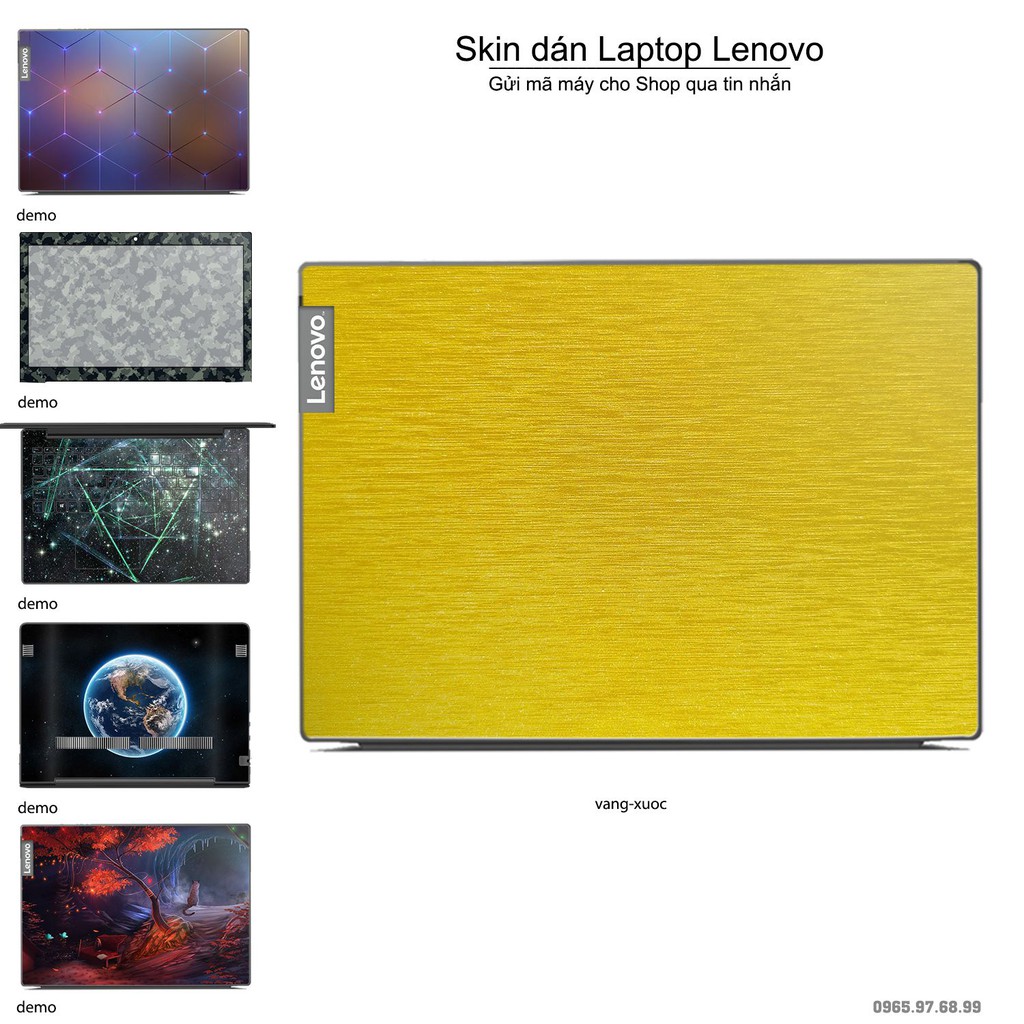 Skin dán Laptop Lenovo màu vàng xước (inbox mã máy cho Shop)