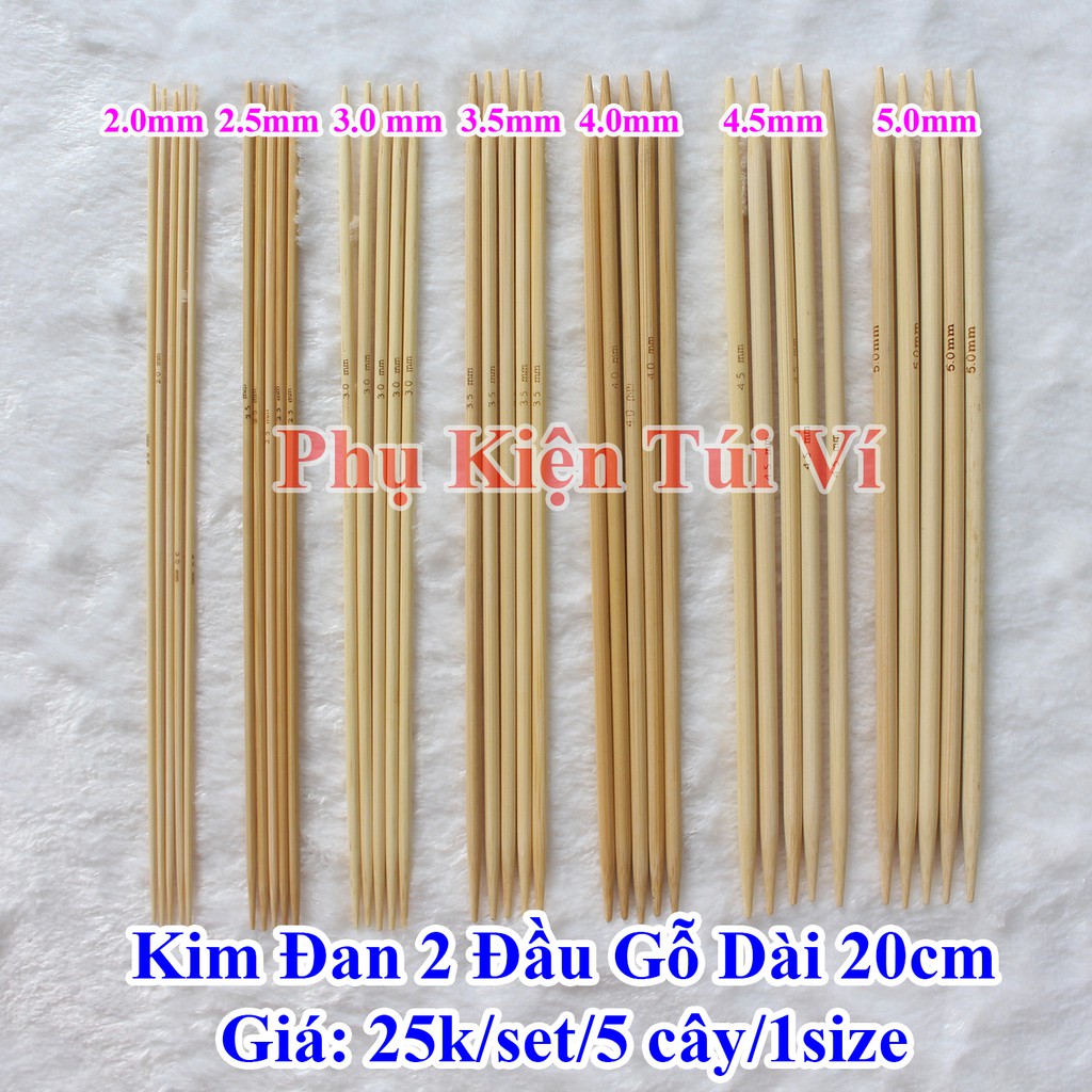 Kim đan 2 đầu gỗ dài 20cm (25k/set/5 cây/1size)