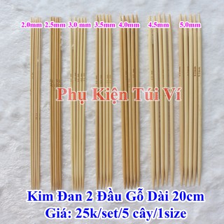 Kim đan 2 đầu gỗ dài 20cm (46k/set/5 cây/1size)