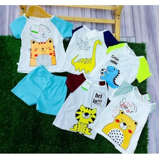 Bộ đồ cotton mùa hè kute cho bé trai, bé gái từ 7- 18 kg
