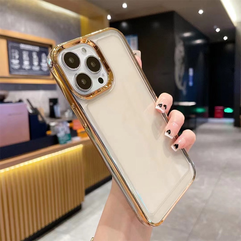 Ốp Điện Thoại Silicon Mềm Trong Suốt Mạ Viền Sang Trọng Dành Cho iPhone 13 12 11 Pro XR X Xs Max