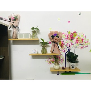 Kệ treo tường kệ gỗ treo tường  kích thước dài 30cm đến 80cm giá tại Xưởng sâu 15cm tặng kèm phụ kiện