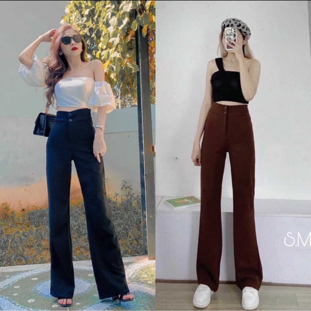 [Xả kho] Quần baggy, quần khóa sườn ống ộng, Quần ống loe chất tuyết mưa cạp cao (Đủ màu_Đủ size_Ảnh Thật)