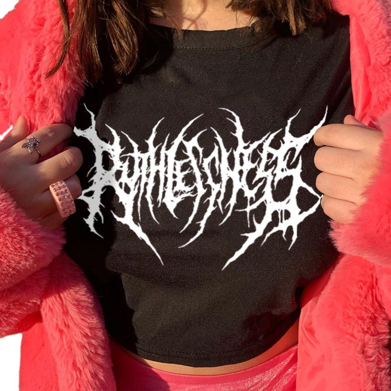 Áo Crop Top In Hình Phong Cách Gothic Harajuku Y2K Gợi Cảm Cho Nữ