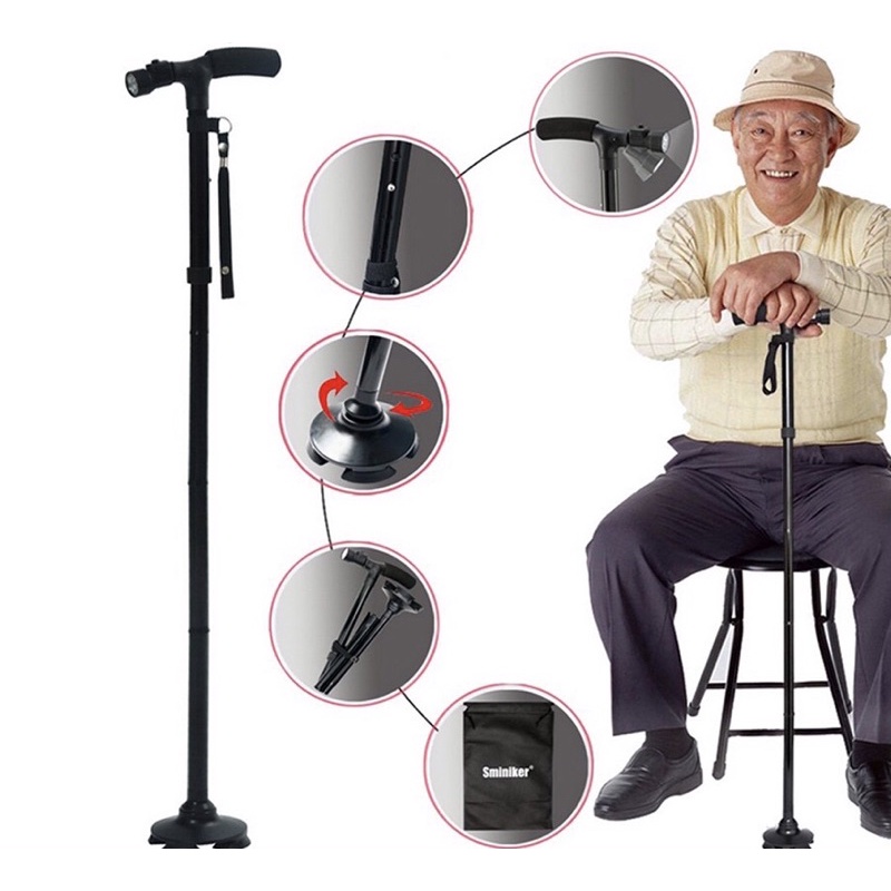 GẬY CHỐNG ĐA NĂNG CÓ ĐÈN PIN CHO NGƯỜI GIÀ