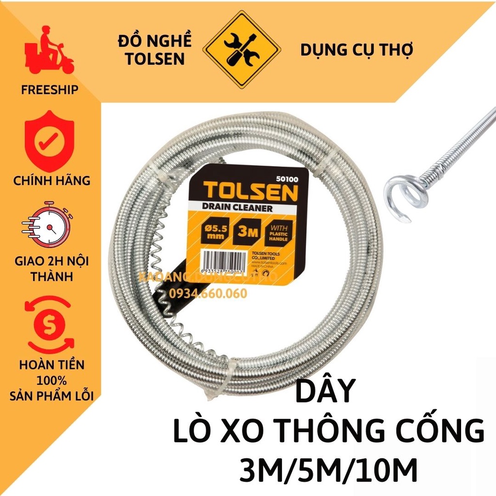 Dây lò xo thông tắc cống 3 mét, 5 mét, 10 mét tolsen 50100/ 50101/ 50102 drain cleaner