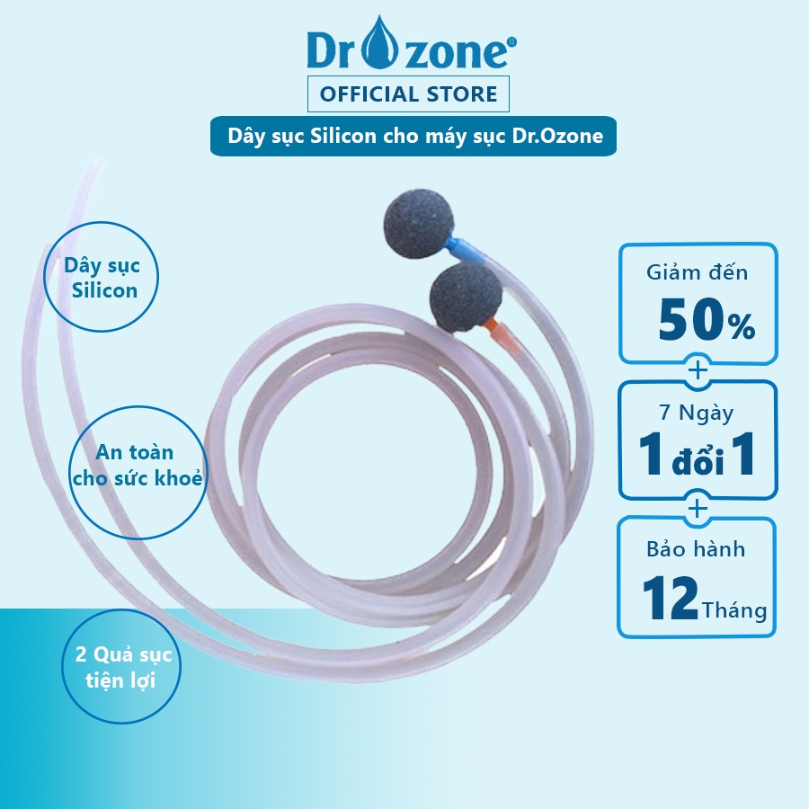 Dây sục Silicon dùng cho máy sục Oxi máy sục khử độc thực phẩm Dr.Ozone - Hàng chính hãng