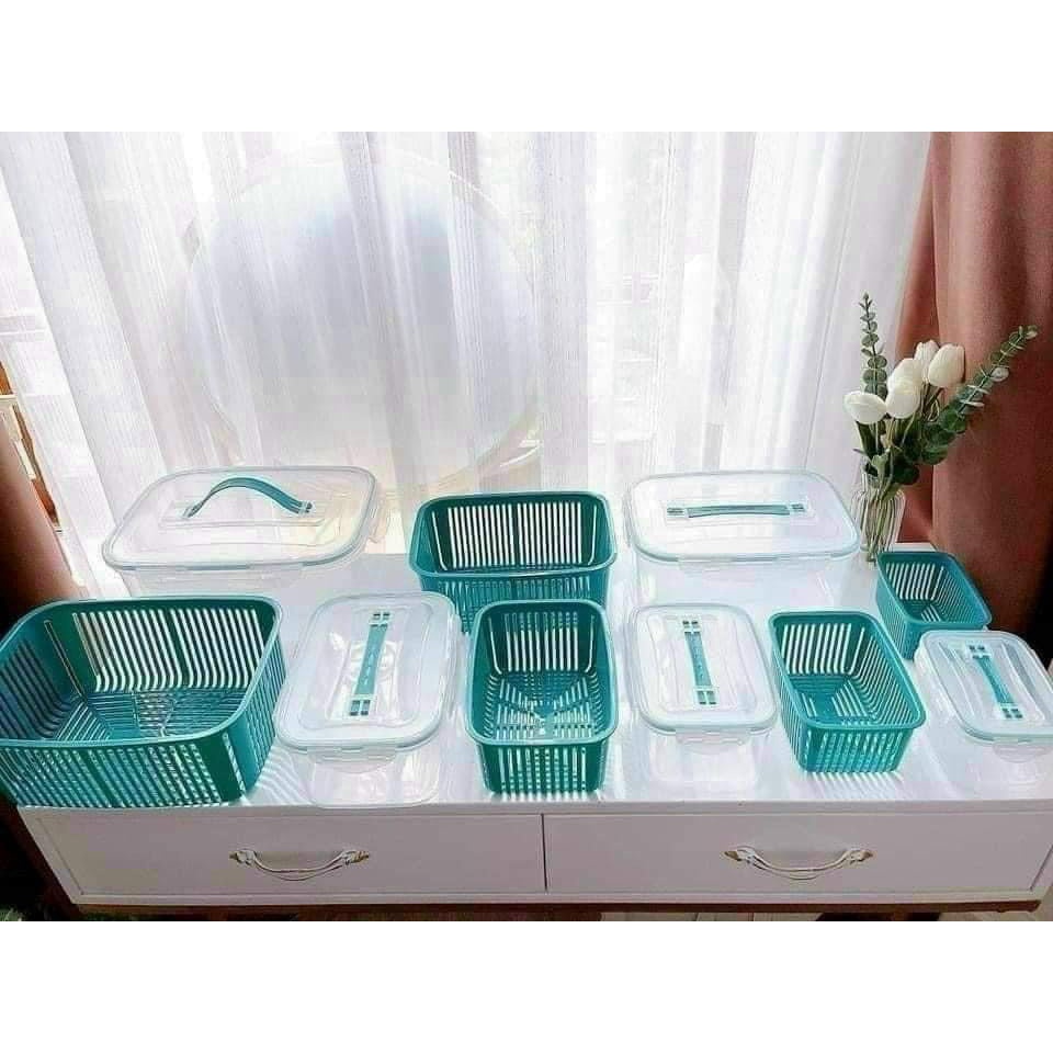 Set 5 hộp nhựa đựng thực phẩm tủ lạnh bảo quản rau củ và thức ăn CAO CẤP có nắp đậy