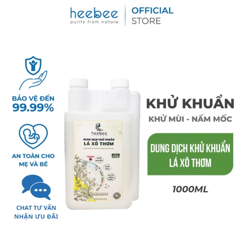 Dung dịch khử khuẩn Lá Xô Thơm Heebee tự nhiên hiệu quả sát khuẩn 99.9% chai lớn 1000ml