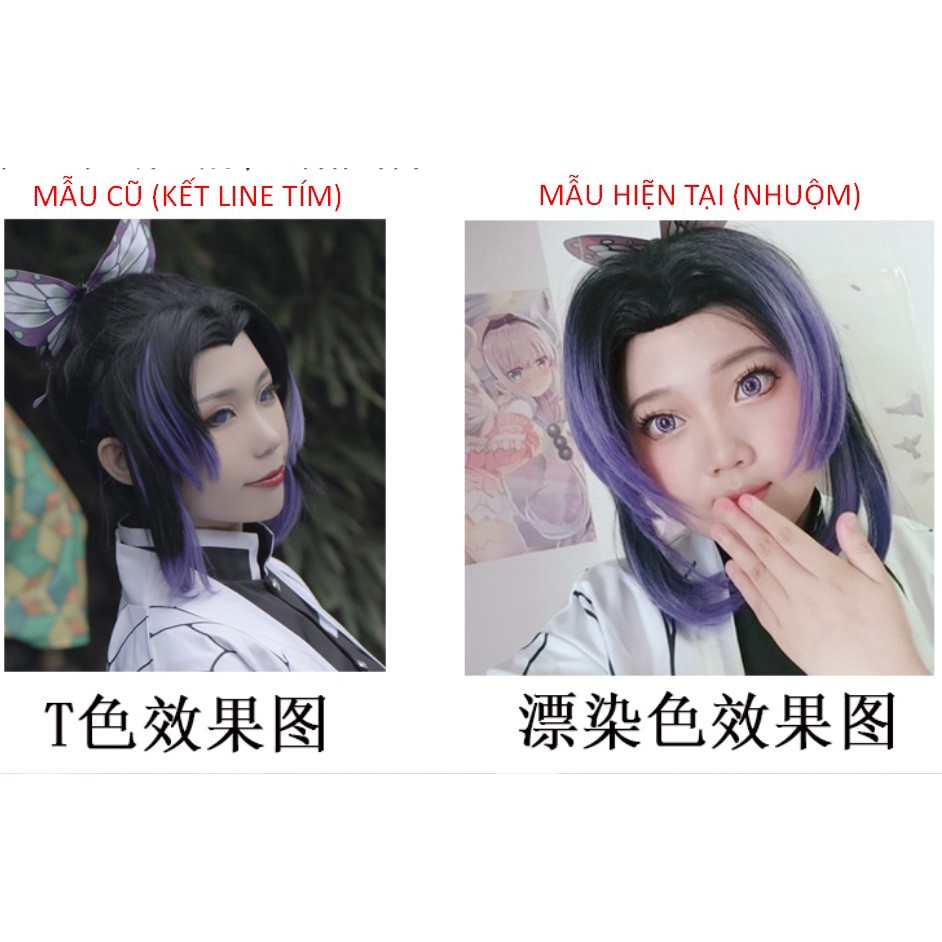 Wig/tóc giả cosplay Kochou Shinobu không búi Trùng Trụ Kimetsu no Yaiba demon slayer