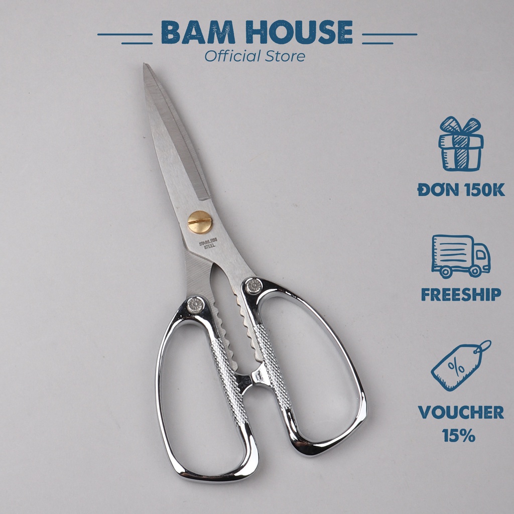 Kéo bếp Bam House cán inox lưỡi thép không gỉ siêu bền cao cấp KCI03