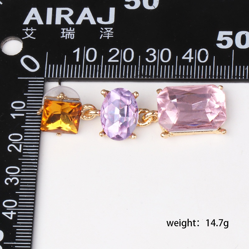 Khuyên tai Pinkdudu PD354 dáng dài hình giọt nước đính đá pha lê nhiều màu sắc phong cách bohemia thời trang cho nữ