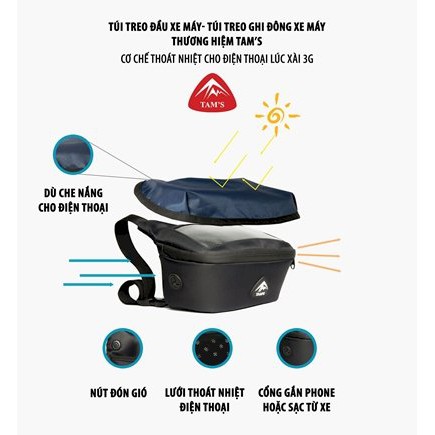 Túi Treo Đầu Xe Máy Túi Treo Ghi Đông Tam's Bag Để Điện Thoại Dẫn Đường Du Lịch Đi Phượt Chrunix