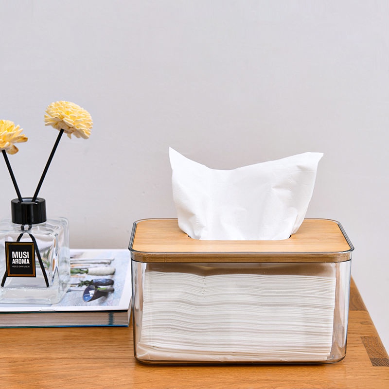 Hộp Đựng Khăn Giấy Trong Suốt Thiết Kế Đơn Giản Phong Cách Bắc Âu Cao Cấp