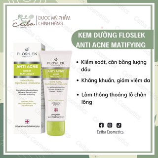 [HÀNG CÔNG TY] Kem dưỡng kiểm soát dầu và điều tiết bã nhờn FLOSLEK Anti Acne Mattifying Cream 50ml cho da dầu mụn