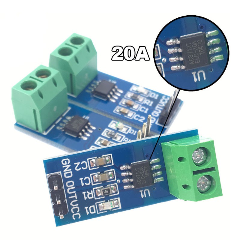Mô-đun cảm biến dòng điện 5A 20A 30A Hall Mẫu ACS712 cho Bảng phát hiện dòng điện AC DC của Arduino