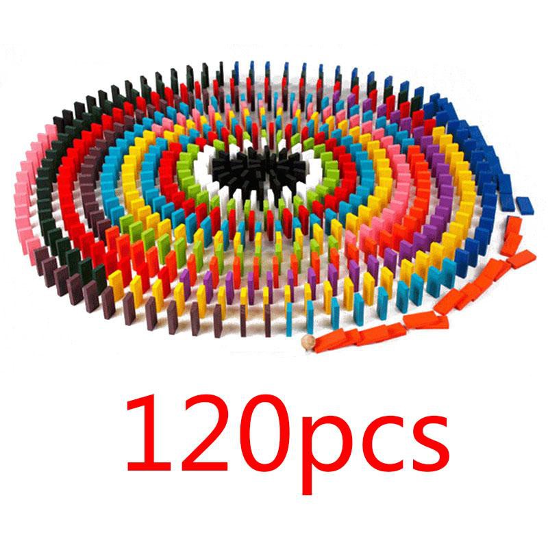 Set 120 khối domino bằng gỗ màu sắc cầu vồng cho bé