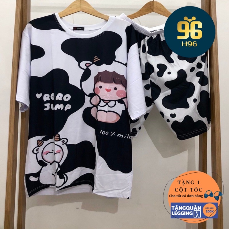 Set đồ bộ hoạt hình BÒ SỮA ĐEN 😍 đồ bộ mặc nhà unisex nam nữ