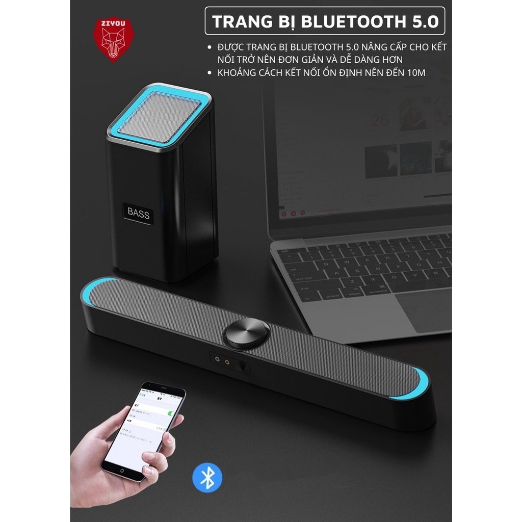 Loa Vi Tính, Loa Máy Tính Bluetooth Ziyou D-238 LED Âm Thanh Vòm 8D Super Bass Nghe Nhạc Trẻ, Trữ Tình, Bolero Cực Đã